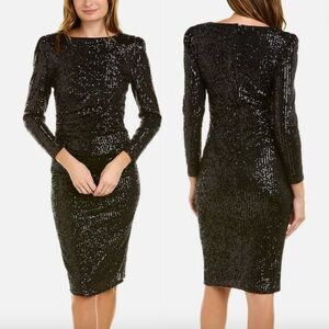 Nanette Lepore Sequin Midi Dress in Very Black